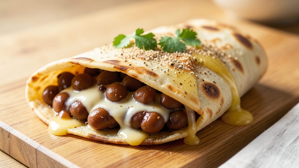 Baked Bean Wraps Recipe: Crispy Tortilla Crunch Over Smoky Cumin Cheese