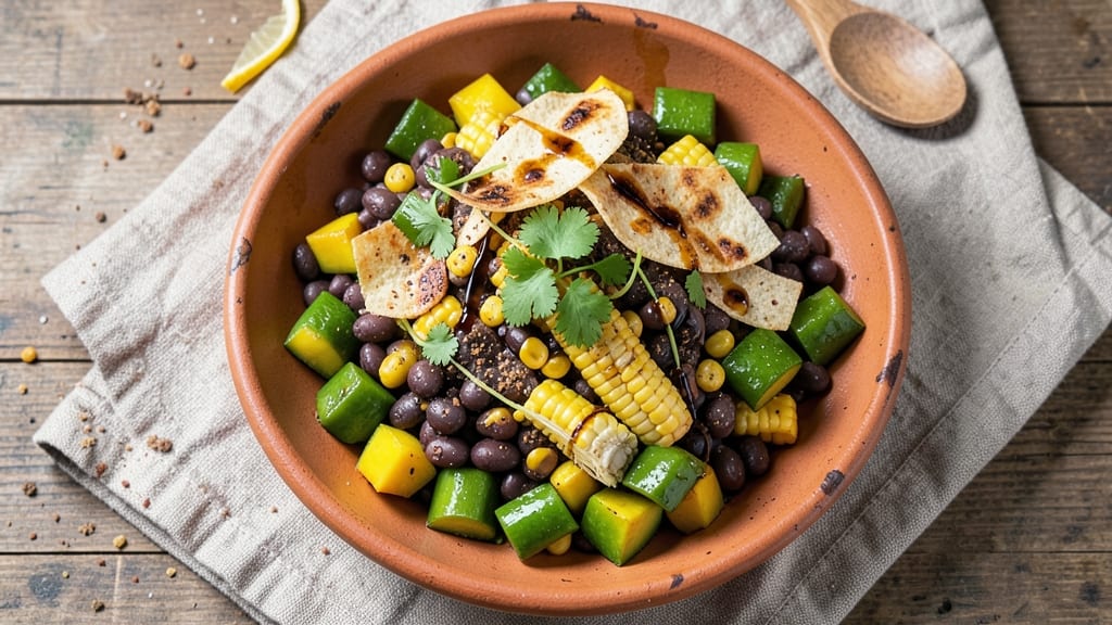 Black Bean, Squash, and Corn Recipe: Smoky Cumin Roast With Charred Tortilla Crunch