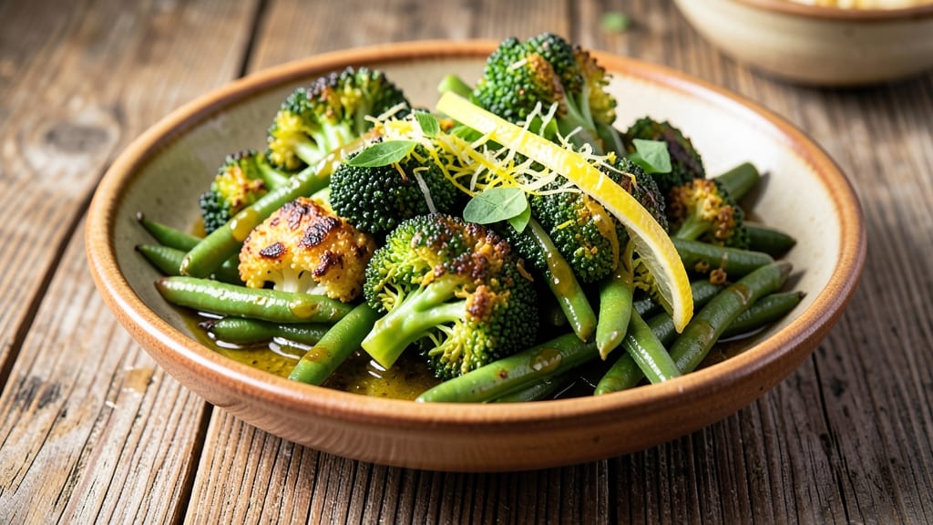 Broccoli and String Beans Recipe: Garlic-Lemon Roasted Brightness