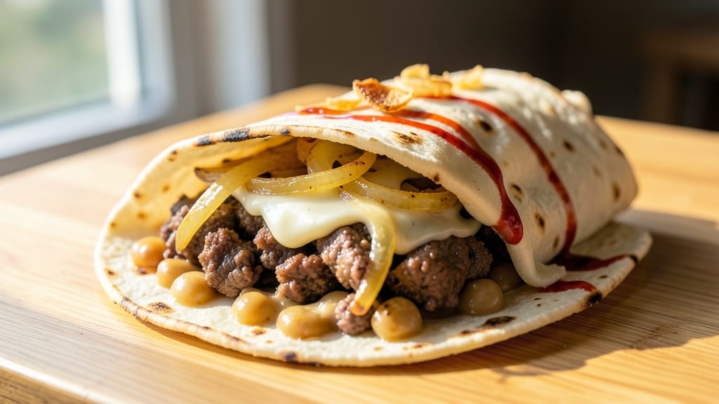 Beef and Refried Bean Burrito Recipe: Crispy Tortilla Shells With Melty Cheese Rivers