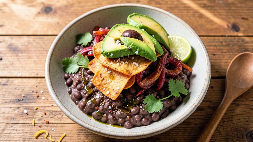 Black Bean Power Bowl Recipe: Crispy Tortilla Crunch Over Smoky Cumin-Lime Base