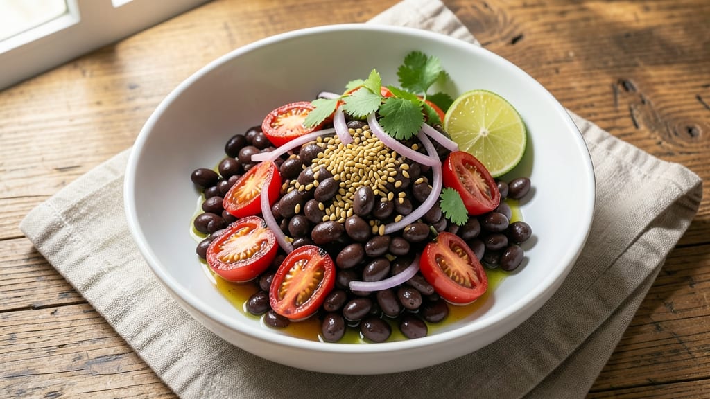 Bean Salad Dinner Recipe: Warm Spiced Beans With Crunchy Corn Topping