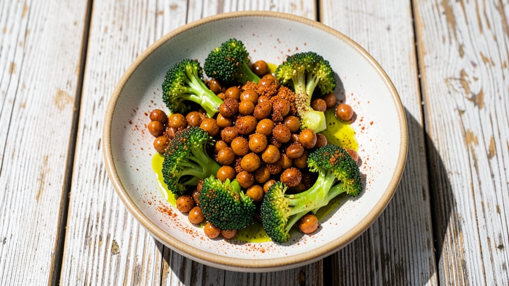 Broccoli Garbanzo Bean Recipe: Crispy Roasted Veggies With Spiced Chickpeas