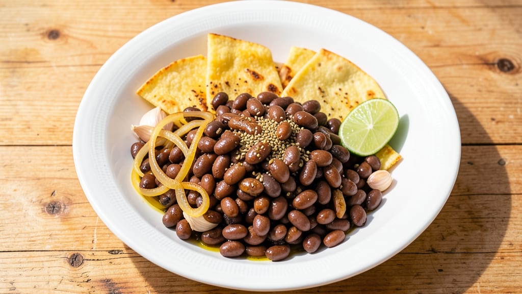 Black Bean Lunch Recipe: Crispy Tortilla Crowns Over Smoky Cumin Base