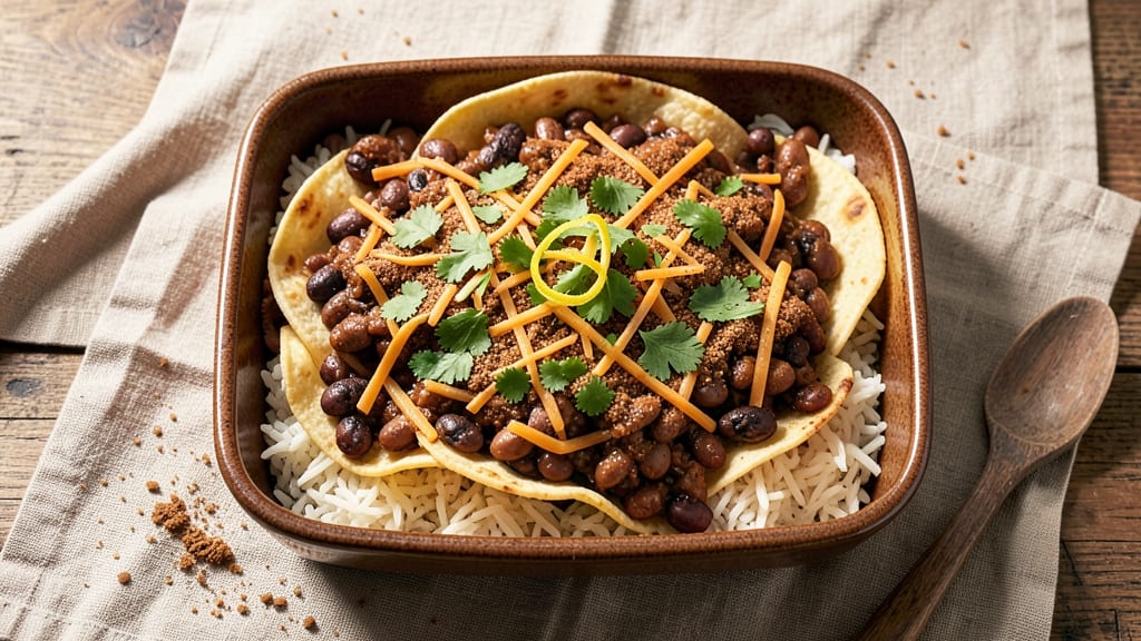 Bean Burrito Casserole Recipe: Crispy Tortilla Crowns Over Smoky Cumin Bean Bliss