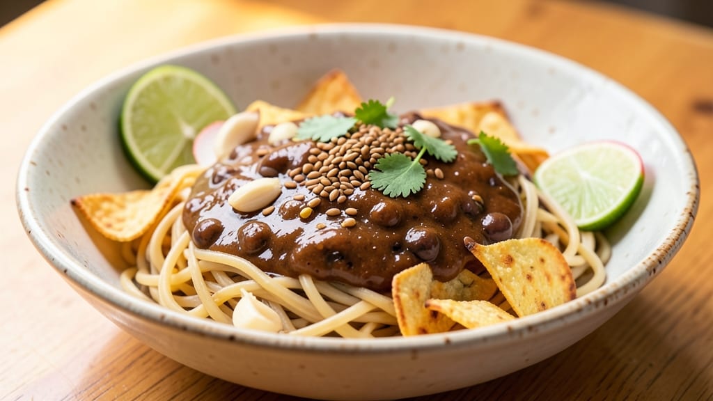 Black Bean Noodles Sauce Recipe: Silky Cumin-Lime Base With Charred Tortilla Crunch