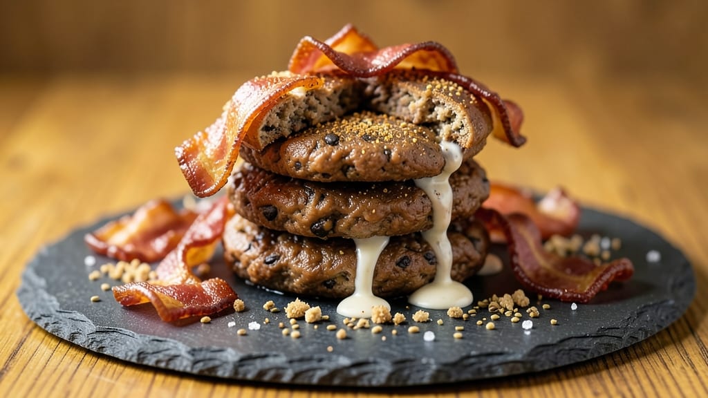 Bean Hamburger and Bacon Recipe: Smoky Bacon-Crusted Plant Powerhouse
