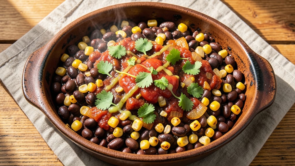 Black Bean and Corn Casserole Recipe: Crispy Tortilla Topping Over Creamy Spiced Base