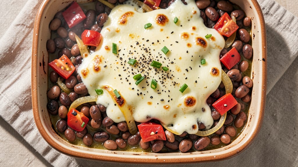 Bean and Cheese Casserole Recipe: Crispy Tortilla Crowns Over Melty Cheddar Layers