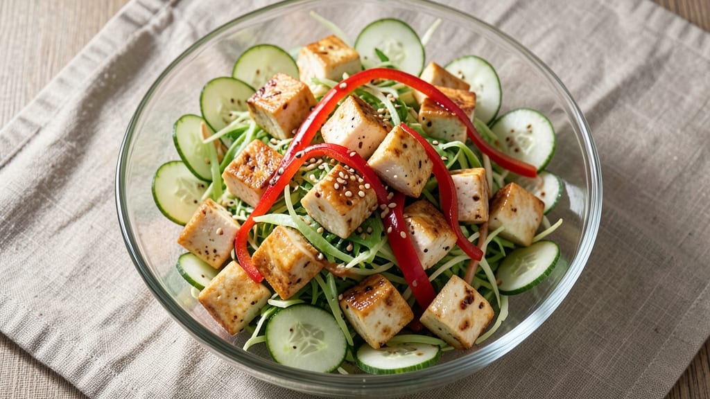 Bean Curd Salad Recipe: Crispy Tofu Cubes With Tangy Sesame Dressing