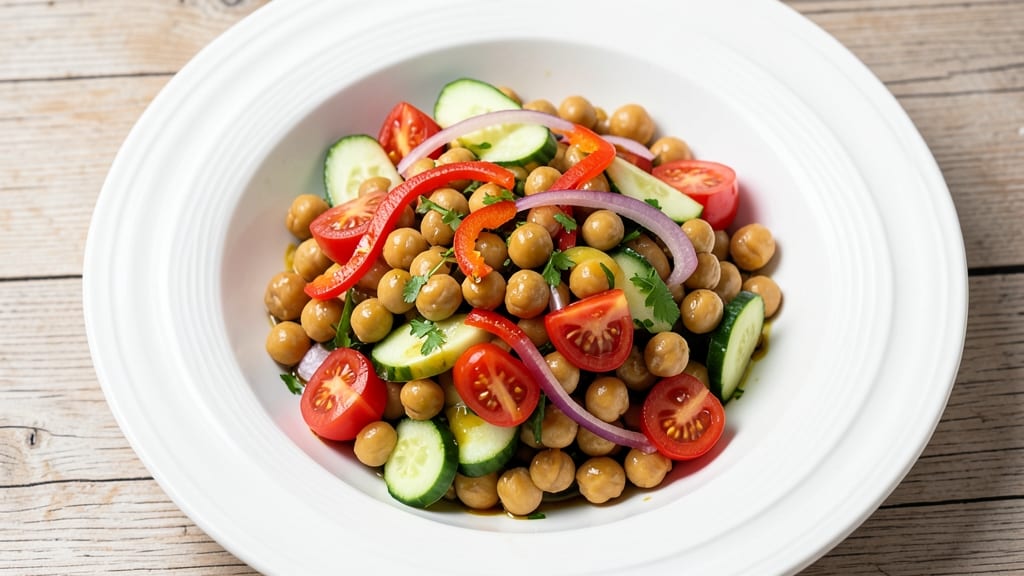 Bean Salad Lunch Recipe: Crunchy Chickpeas and Herb-Packed Freshness