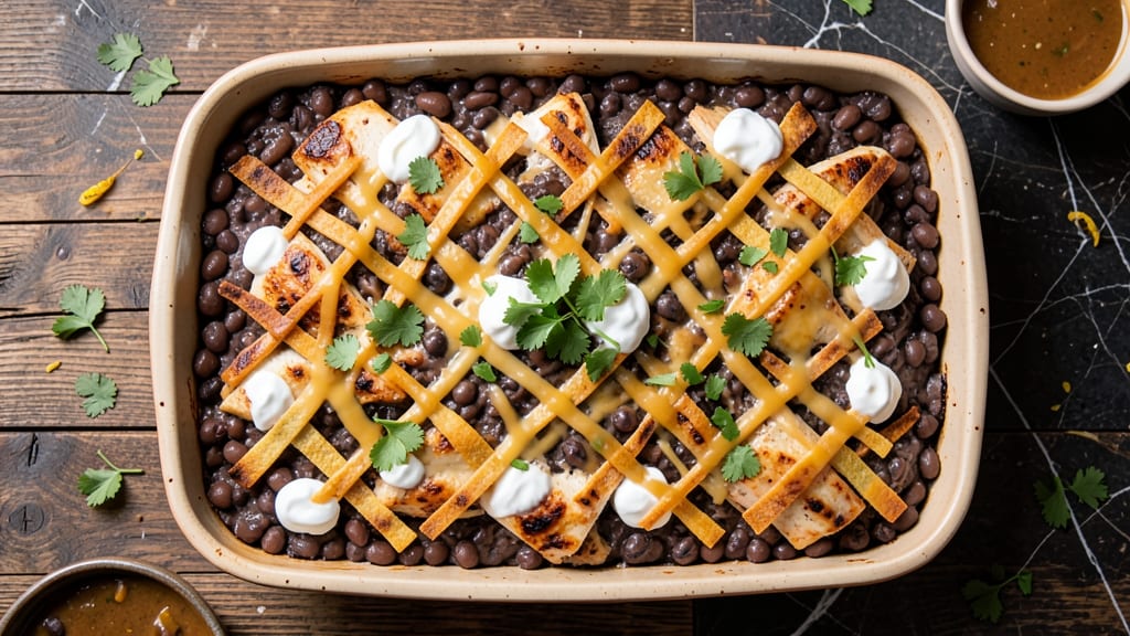 Black Bean Chicken Casserole Recipe: Cheesy Tortilla Topping That Shatters With Every Bite