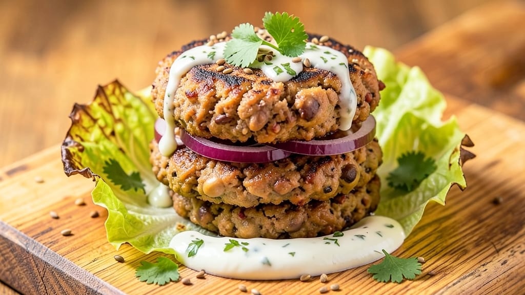 Indian Bean Burger Recipe: Spiced Lentil Patties With Charred Tortilla Crunch