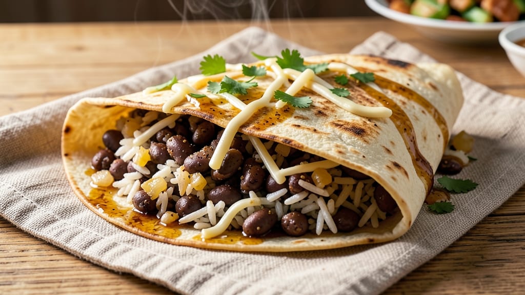 Black Bean, Rice, and Cheese Burrito Recipe: Layered Crunch and Melty Cheese Fusion