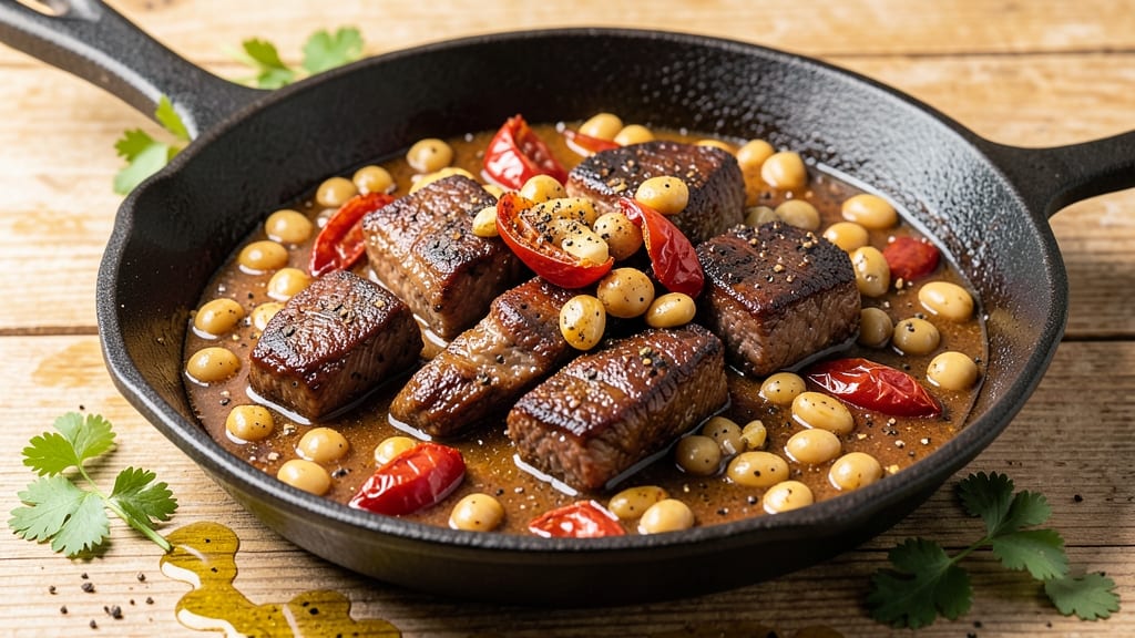 Beef and Garbanzo Bean Recipe: Spiced Stew With Crispy Tortilla Crowns