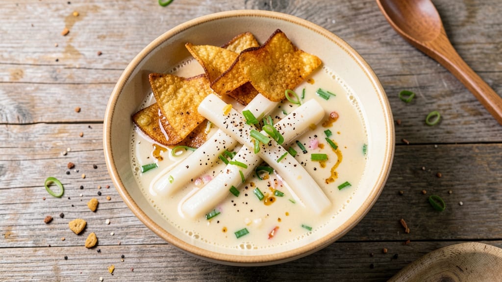 Bean Curd Stick Soup Recipe: Crispy Tortilla Crunch Over Silky Coconut Broth